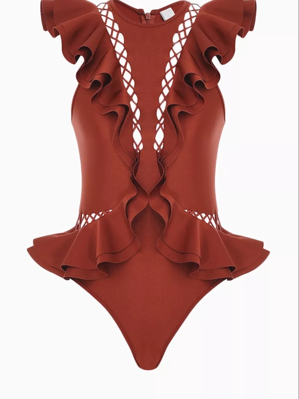Zimmerman Rust Ruffle Cutout One-Piece swimsuit